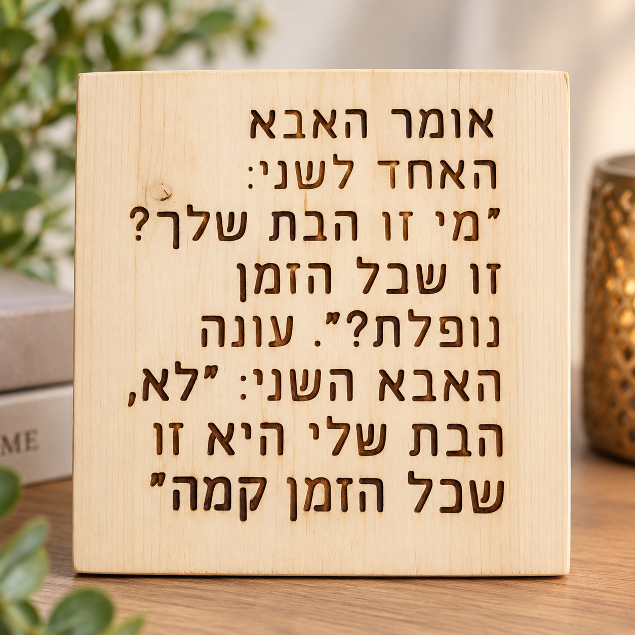 שלט עץ חרוט עם מסר על חוסן והיכולת לקום מחדש – שלט העצמה והשראה