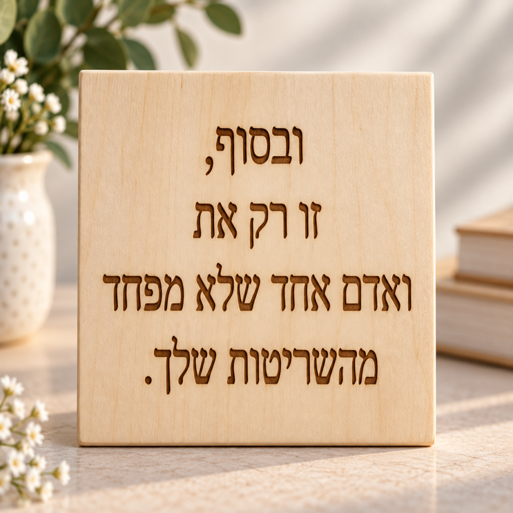 שלט עץ חרוט עם מסר על זוגיות וקבלה – מתנה אישית ומרגשת לבן או בת זוג