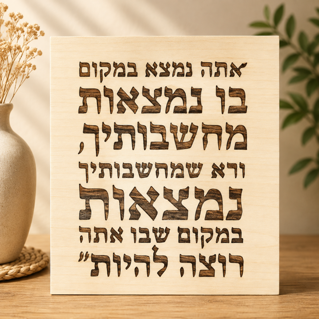 שלט עץ חרוט – אתה נמצא במקום בו נמצאות מחשבותיך