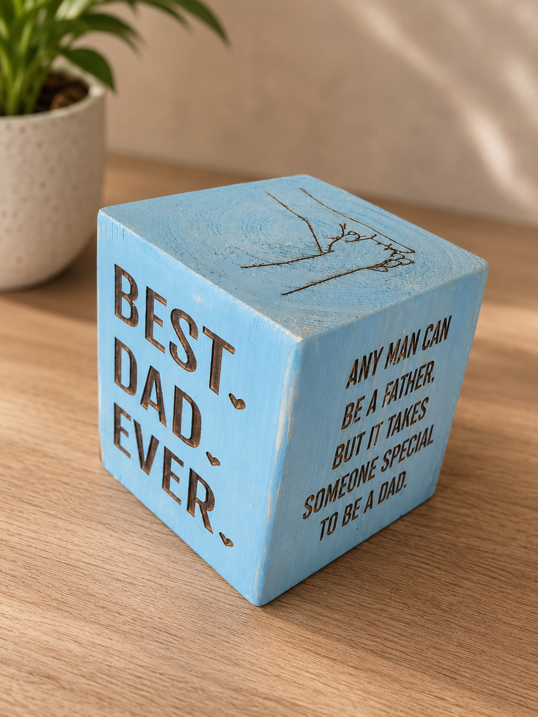 קוביית עץ לאבא – BEST DAD EVER