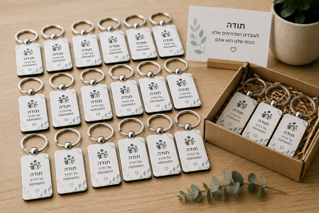מחזיק מפתחות ממותג בהתאמה אישית לעובדים ולצוות