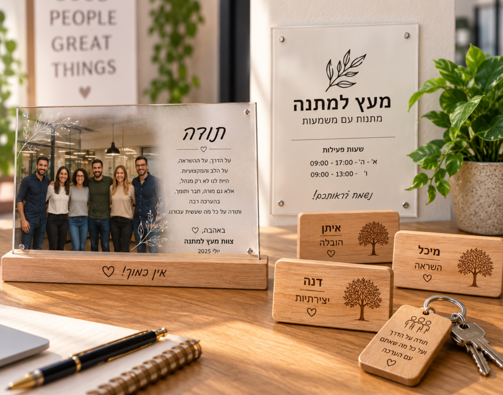 מתנות ממותגות לעסקים ולעובדים בהתאמה אישית – מוצרי עץ ואקריל