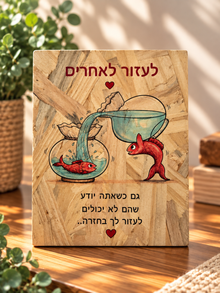 שלט השראה על נתינה ועזרה לאחרים עם איור שני דגים