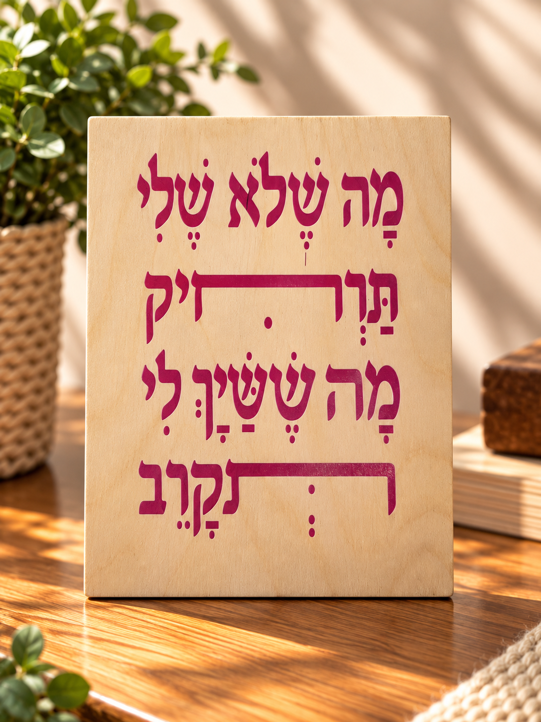 שלט עם מסר של אמונה מה שלא שלי תרחק מה ששייך לי תקרב