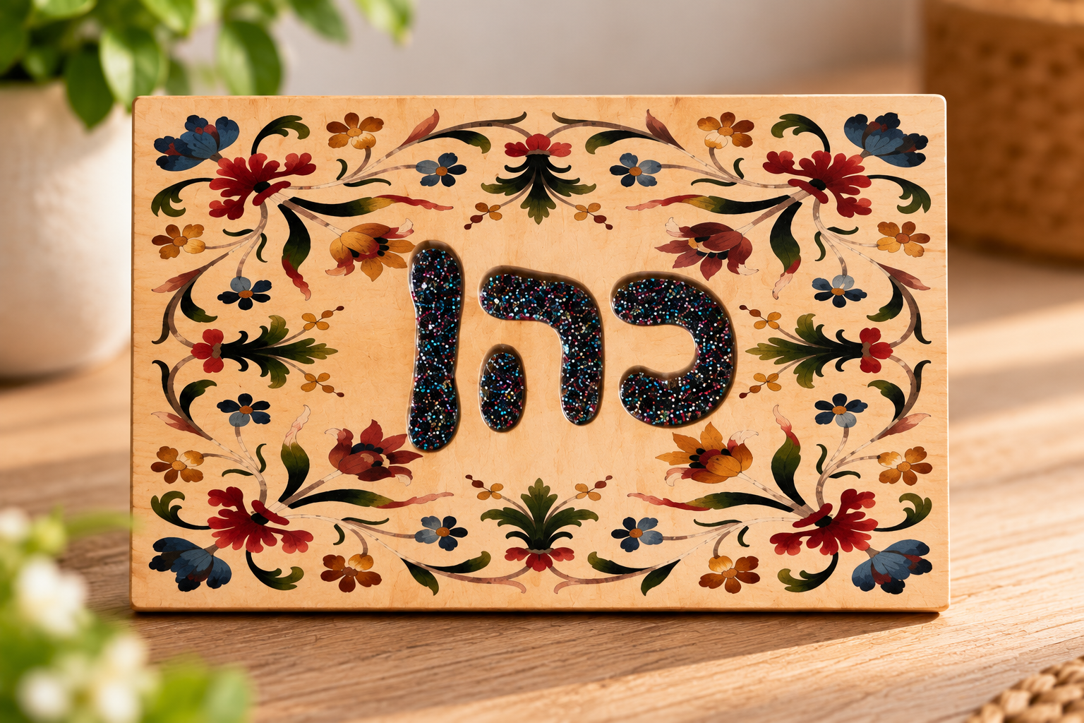 שלט לדלת כניסה מעץ ואקריל – כהן – תמונה 2